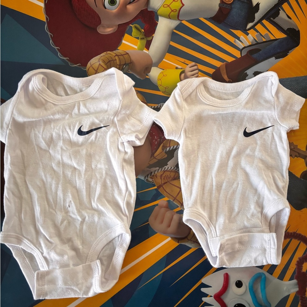 Nike White Onesie with Navy Logo